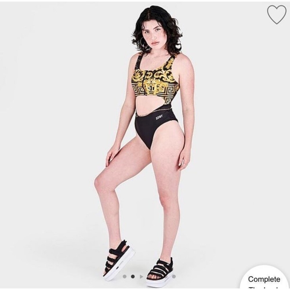 Swimsuit One Piece Women's M Black and Gold Zipper Swimsuit Cutout Women's M A1 - Picture 5 of 10